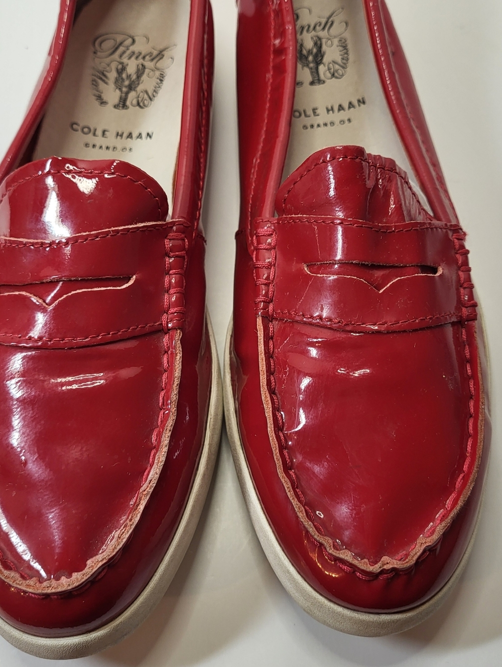 Cole Haan Pinch Maine Classic Red Patent Leather Penny Loafers Size 9.5 - Picture 7 of 15
